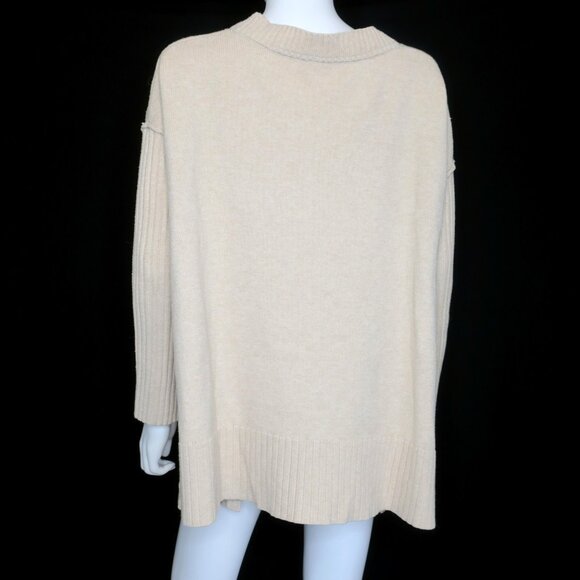 Free People Orion A Line V Neck Tunic Sweater Almond Women's XS Oversized Boho - Picture 5 of 10